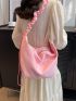 Minimalist Hobo Bag Ruched Handle Pink