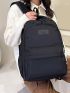 Oversized Laptop Backpack Letter Patch Decor Preppy