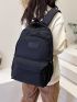 Oversized Laptop Backpack Letter Patch Decor Preppy