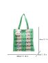 Letter Graphic Shopper Bag Double Handle With Bag Charm