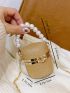 Glitter Faux Pearl Beaded Box Bag Mini For Party