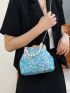 Sequin Decor Square Bag Faux Pearl Beaded Mini For Party