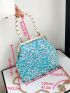 Sequin Decor Square Bag Faux Pearl Beaded Mini For Party