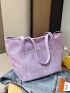 Minimalist Shoulder Tote Bag Double Handle Purple