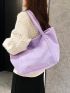 Minimalist Shoulder Tote Bag Double Handle Purple