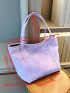 Minimalist Shoulder Tote Bag Double Handle Purple