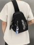 Letter Graphic Sling Bag Small With Bag Charm Black