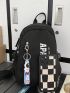 Letter Graphic Sling Bag Small With Bag Charm Black