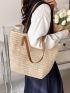 Minimalist Straw Bag Double Handle Vacation