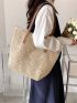 Minimalist Straw Bag Double Handle Vacation