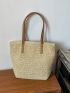 Minimalist Straw Bag Double Handle Vacation