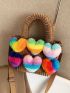 Random Color Heart Decor Double Handle Square Bag