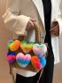 Random Color Heart Decor Double Handle Square Bag