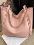 Minimalist Hobo Bag With Bag Charm Pink Large Capacity