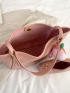 Minimalist Hobo Bag With Bag Charm Pink Large Capacity