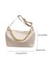 Minimalist Hobo Bag Chain Decor Large Capacity Beige