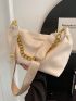 Minimalist Hobo Bag Chain Decor Large Capacity Beige