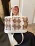 Small Square Bag Double Handle Argyle Pattern