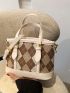 Small Square Bag Double Handle Argyle Pattern