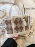 Small Square Bag Double Handle Argyle Pattern