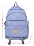 Letter Patch Decor Classic Backpack Medium Blue For School