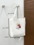 Small Shopper Bag Flower Pattern Double Handle