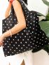 Polka Dot Shopper Bag Foldable Oversized