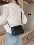 Crocodile Embossed Square Bag Mini Flap Black