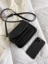 Crocodile Embossed Square Bag Mini Flap Black