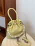 Faux Pearl Beaded Bucket Bag Drawstring Design Yellow