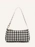 Plaid Pattern Baguette Bag Small Zipper