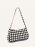 Plaid Pattern Baguette Bag Small Zipper