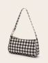 Plaid Pattern Baguette Bag Small Zipper