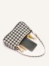 Plaid Pattern Baguette Bag Small Zipper