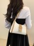 Medium Baguette Bag Colorblock Geometric Pattern Buckle Decor Top Handle For Daily