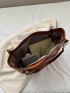 Small Tote Bag Solid Brown Double Handle