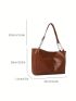 Small Tote Bag Solid Brown Double Handle