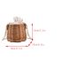 Mini Straw Bag Drawstring Design Pearl Strap