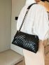 Small Flap Shoulder Tote Bag Quilted Pattern Elegant