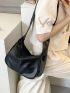 Medium Hobo Bag Solid Black Minimalist Style