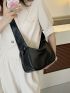 Medium Hobo Bag Solid Black Minimalist Style