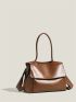 Solid Brown Shoulder Bag Minimalist & Elegant Style