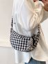 Medium Hobo Bag Plaid Pattern With Bag Charm