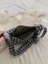 Medium Hobo Bag Plaid Pattern With Bag Charm