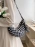 Medium Hobo Bag Plaid Pattern With Bag Charm