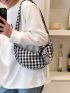 Medium Hobo Bag Plaid Pattern With Bag Charm