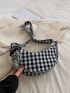 Medium Hobo Bag Plaid Pattern With Bag Charm