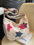 Oversized Hobo Bag Star Patch Decor