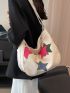 Oversized Hobo Bag Star Patch Decor