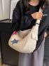 Oversized Hobo Bag Star Patch Decor